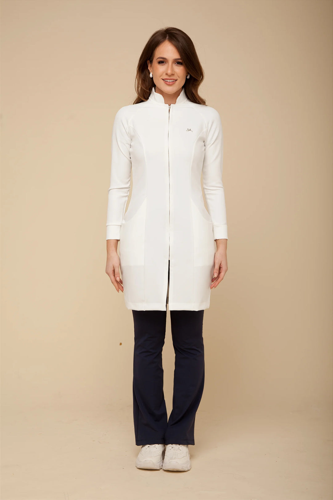 Jaleco Feminino Off White Manga Longa Louise | Jalecos Le Petit