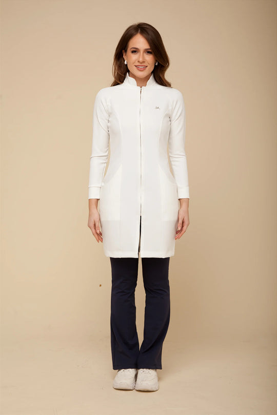 Jaleco Feminino Off White Manga Longa Louise | Jalecos Le Petit