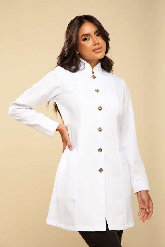 Jaleco Feminino Branco Manga Longa Marselha | Jalecos Le Petit