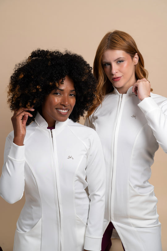 Jaleco Feminino Off White Manga Longa Louise | Jalecos Le Petit
