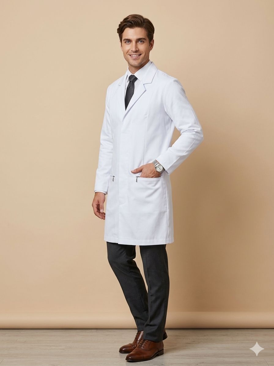 Jaleco Masculino Branco Lyon | Elegância e Conforto Profissional