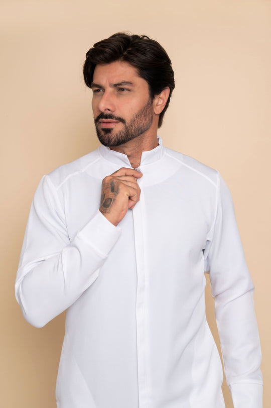 Jaleco Masculino Branco Fabrice | Elegância e Conforto Profissional
