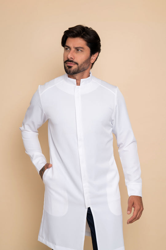 Jaleco Masculino Branco Fabrice | Elegância e Conforto Profissional