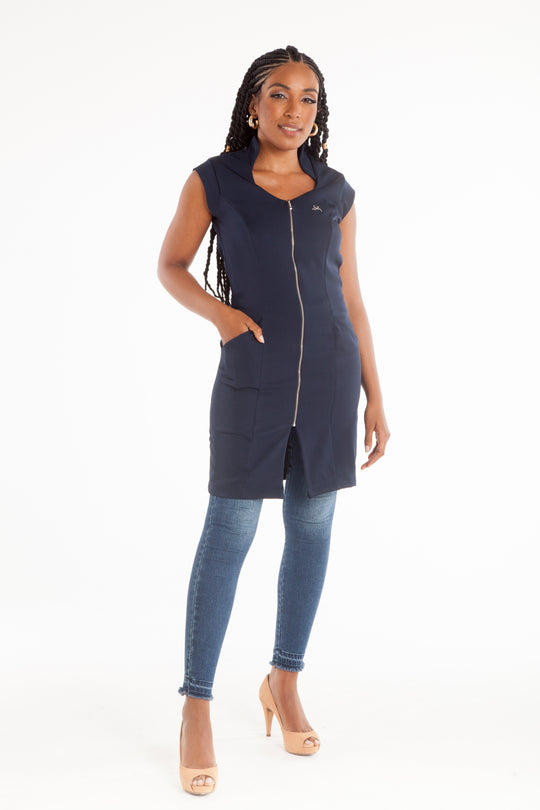 Jaleco Feminino Sem Manga azul marinho Julie | Jalecos Le Petit