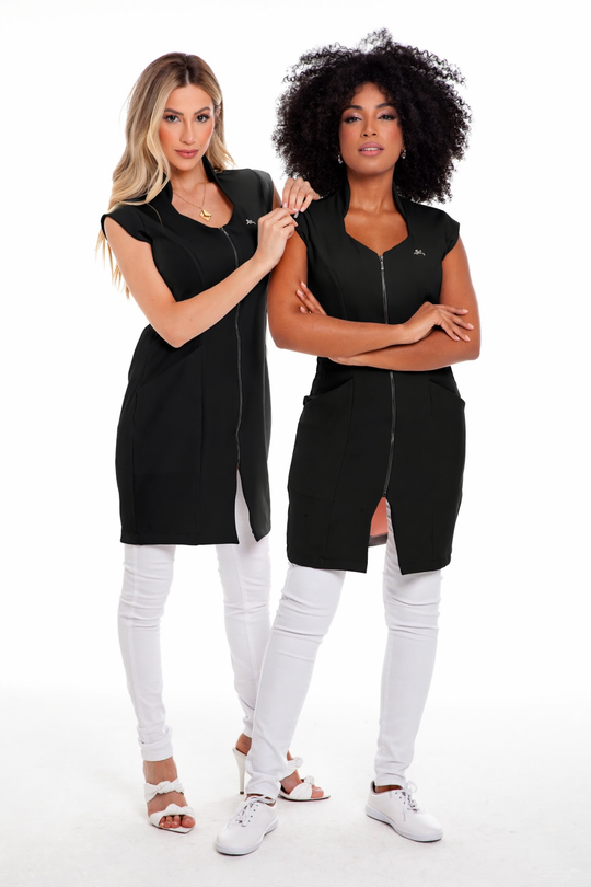 Jaleco Feminino Sem Manga Preto Julie | Jalecos Le Petit