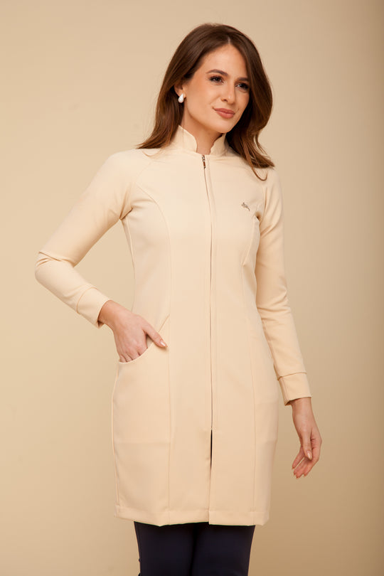 Jaleco Feminino Cappuccino  Manga Longa Louise | Jalecos Le Petit
