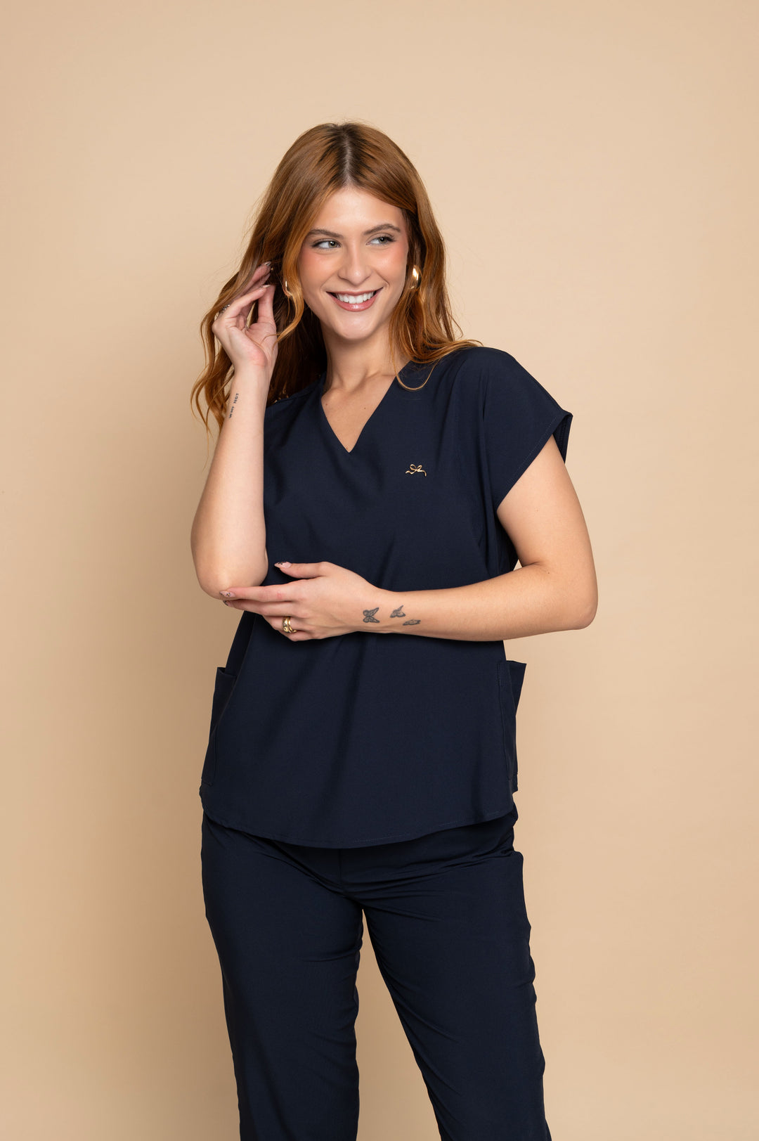 Pijama Cirúrgico Feminino Azul Marinho Monise