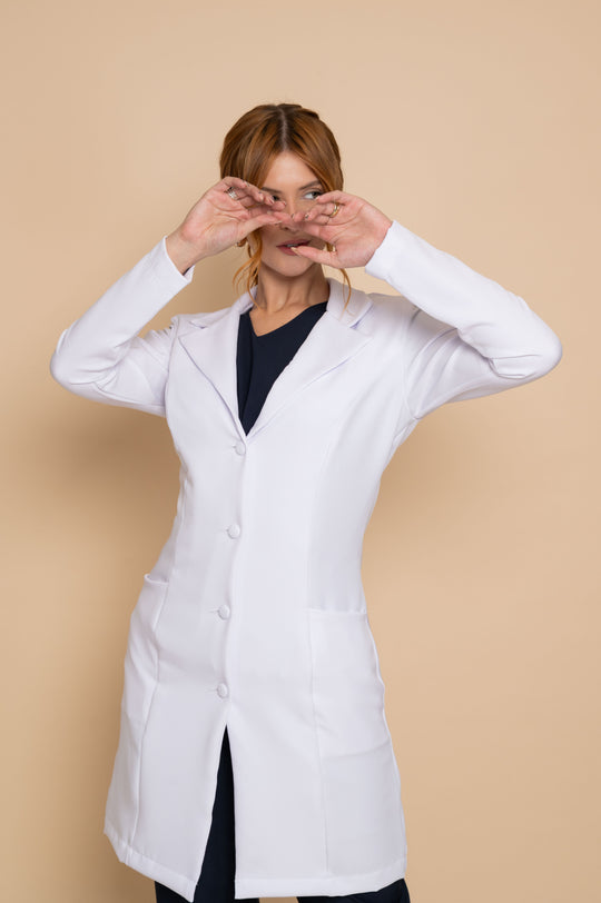 Jaleco Feminino Manga Longa Branco Nice II