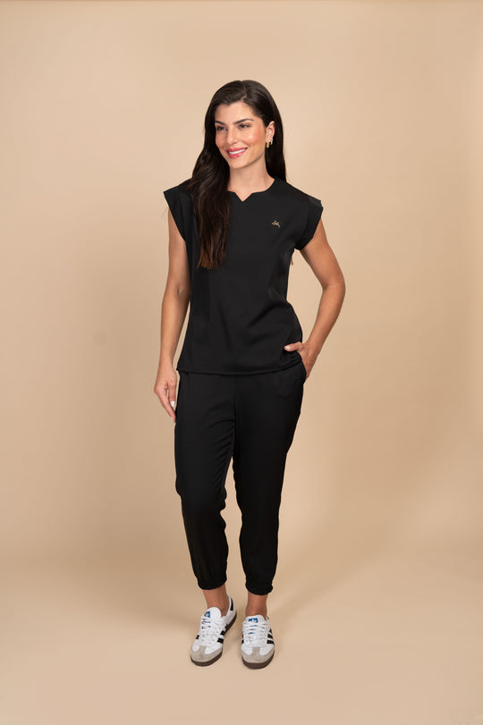 Pijama Cirúrgico Feminino Preto Belle