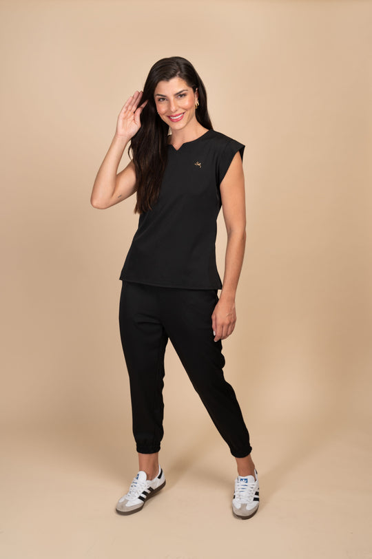 Pijama Cirúrgico Feminino Preto Belle