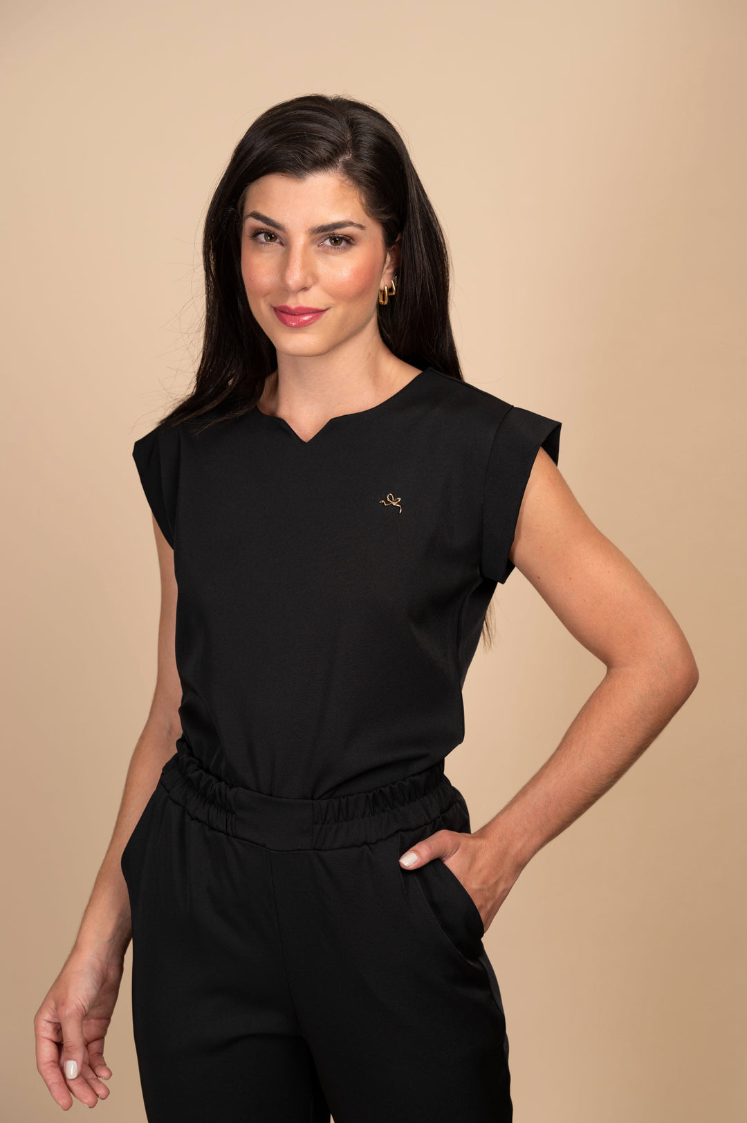 Pijama Cirúrgico Feminino Preto Belle