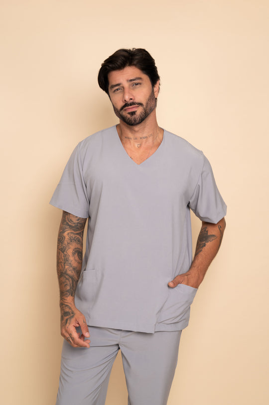 Pijama Cirúrgico Masculino Cinza  Nantes