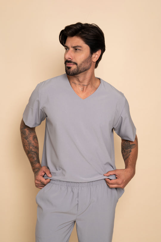 Pijama Cirúrgico Masculino Cinza  Nantes