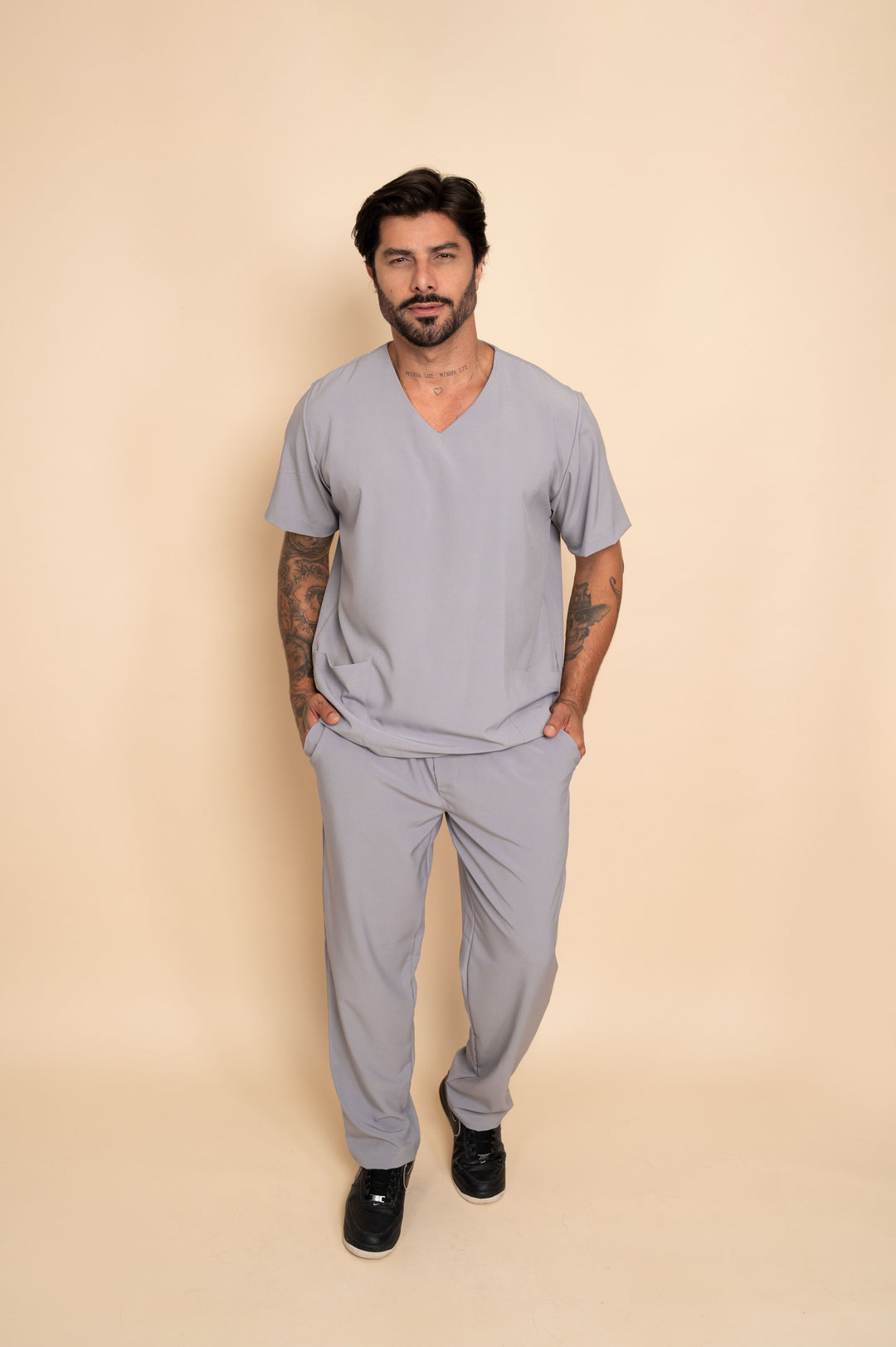 Pijama Cirúrgico Masculino Cinza  Nantes