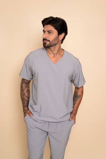 Pijama Cirúrgico Masculino Cinza  Nantes