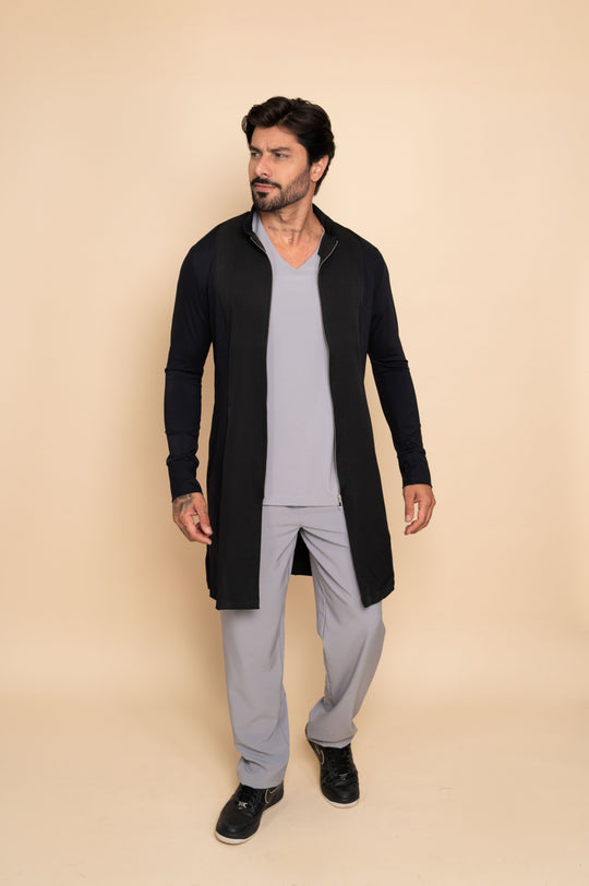 Jaleco Masculino Manga Longa Preto Theo