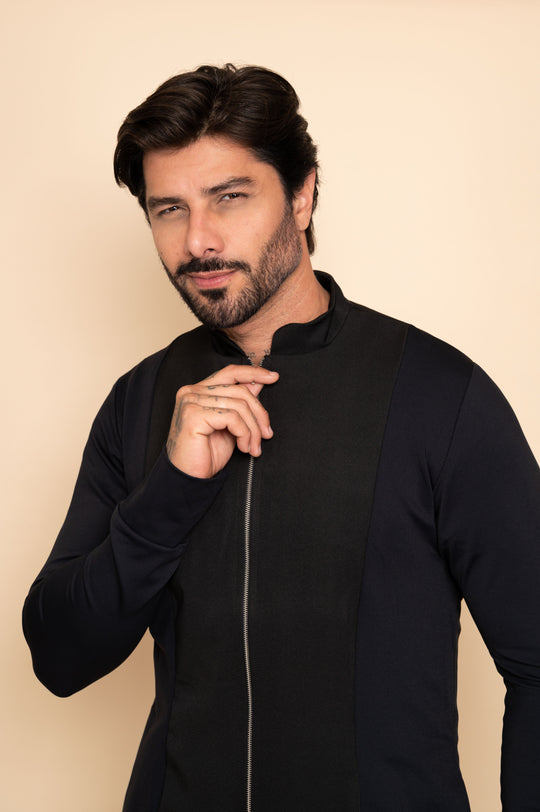 Jaleco Masculino Manga Longa Preto Theo