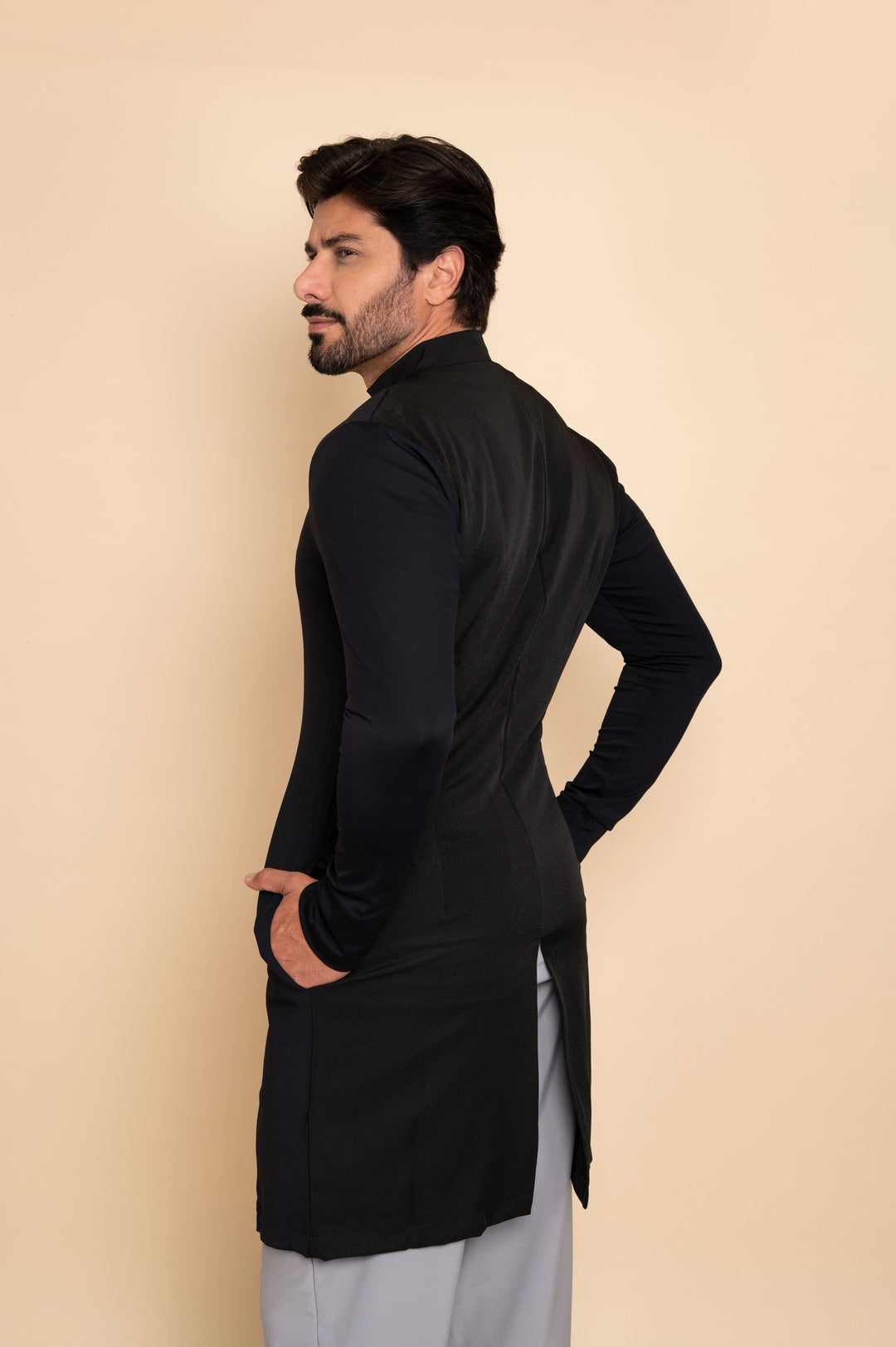 Jaleco Masculino Manga Longa Preto Theo