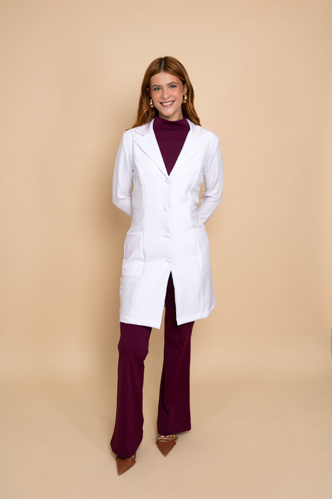 Jaleco Feminino Manga Longa Branco Nice II