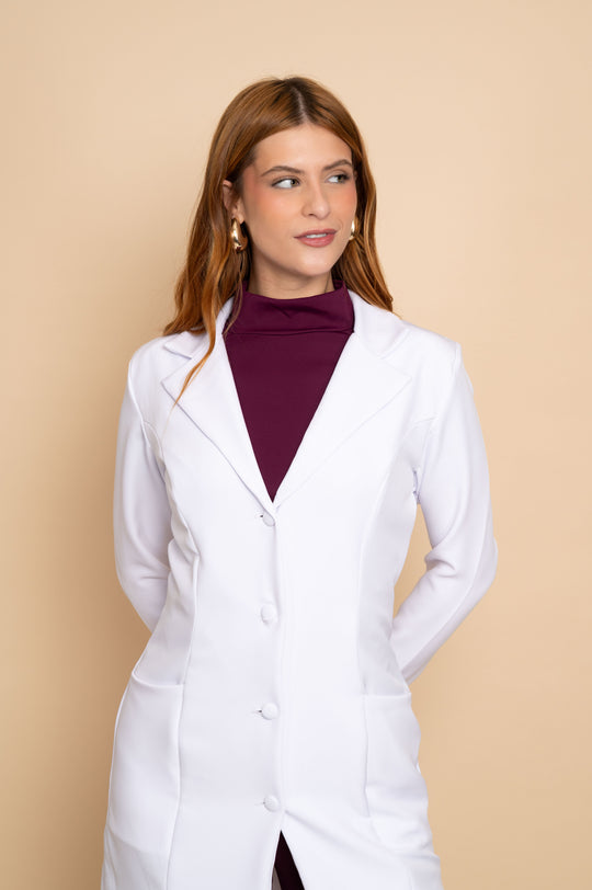 Jaleco Feminino Manga Longa Branco Nice II