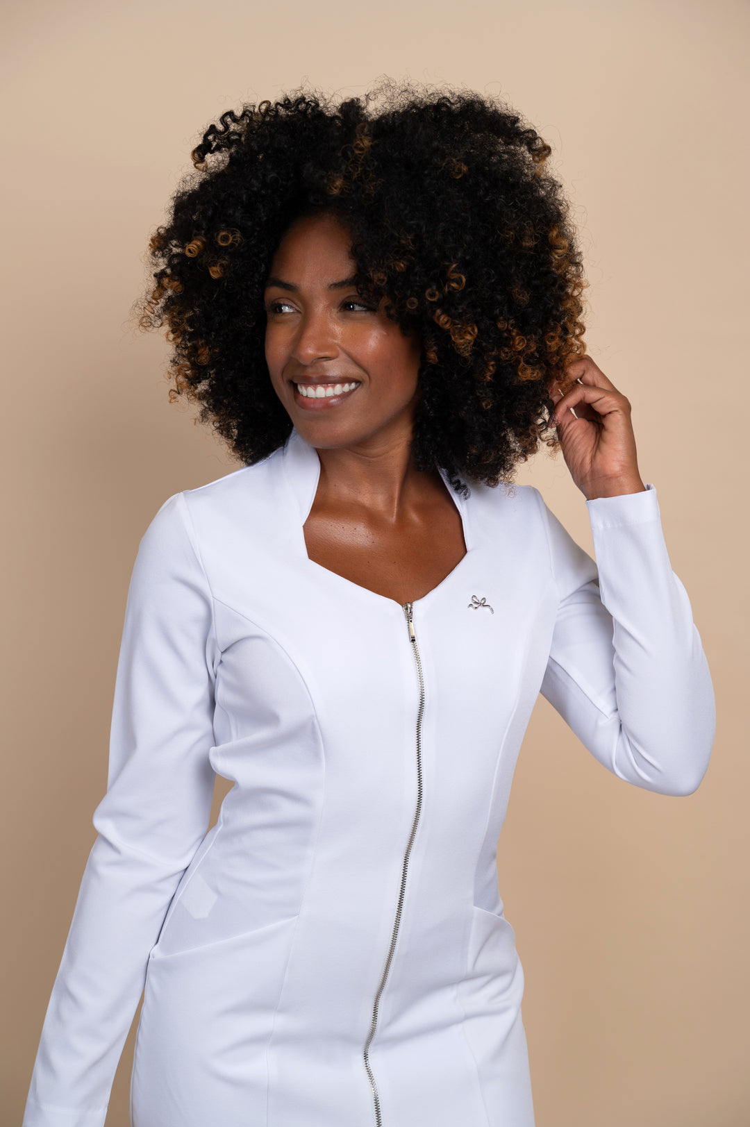 Jaleco Feminino Manga Longa Branco Julie