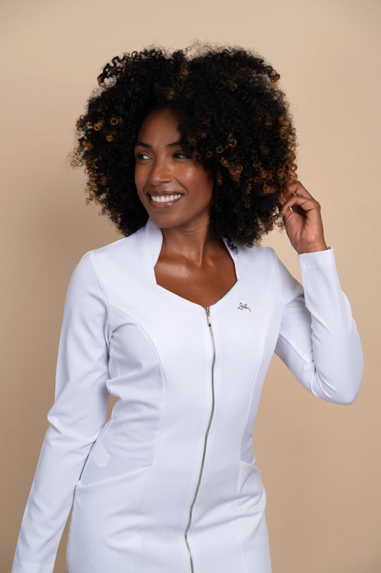 Jaleco Feminino Manga Longa Branco Julie