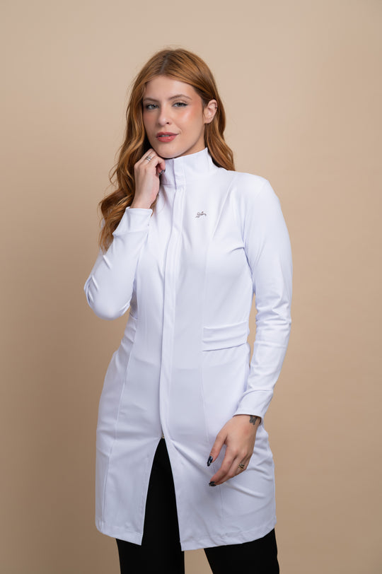 Jaleco Feminino Manga Longa Branco Maya