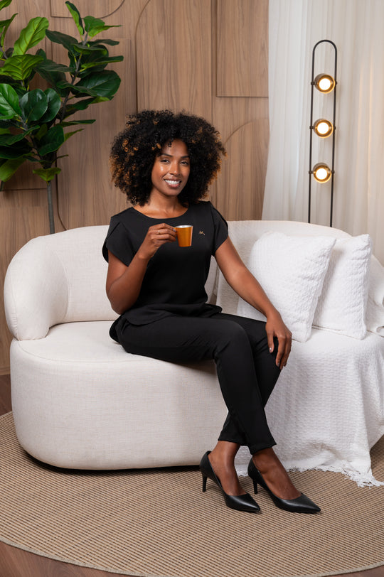 Pijama Cirúrgico Feminino Preto Cannes