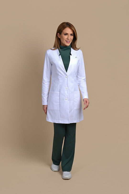 Jaleco Feminino Manga Longa Branco Chloe | Jalecos Le Petit