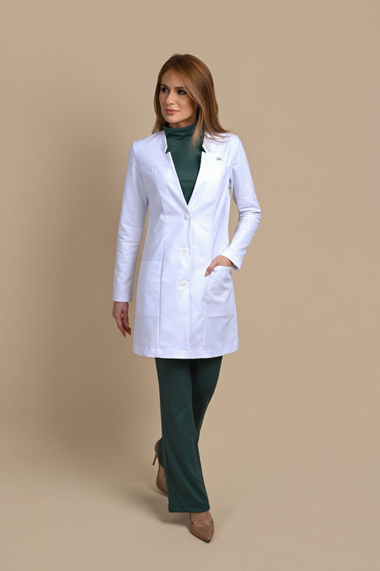 Jaleco Feminino Manga Longa Branco Chloe | Jalecos Le Petit