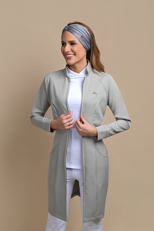 Jaleco Feminino Cinza Claro Manga Longa Louise | Jalecos Le Petit