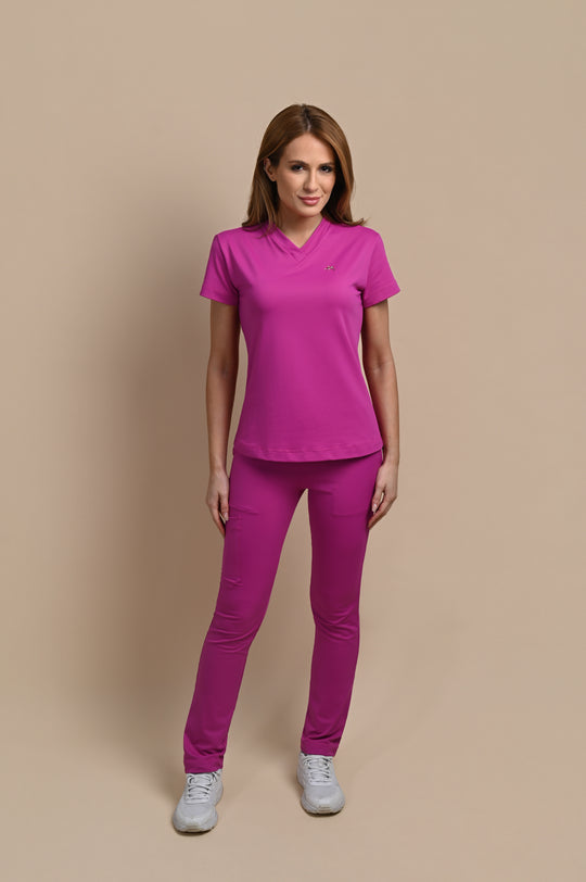 Scrub Feminino Fúcsia Lucie | Pijama Cirúrgico Premium