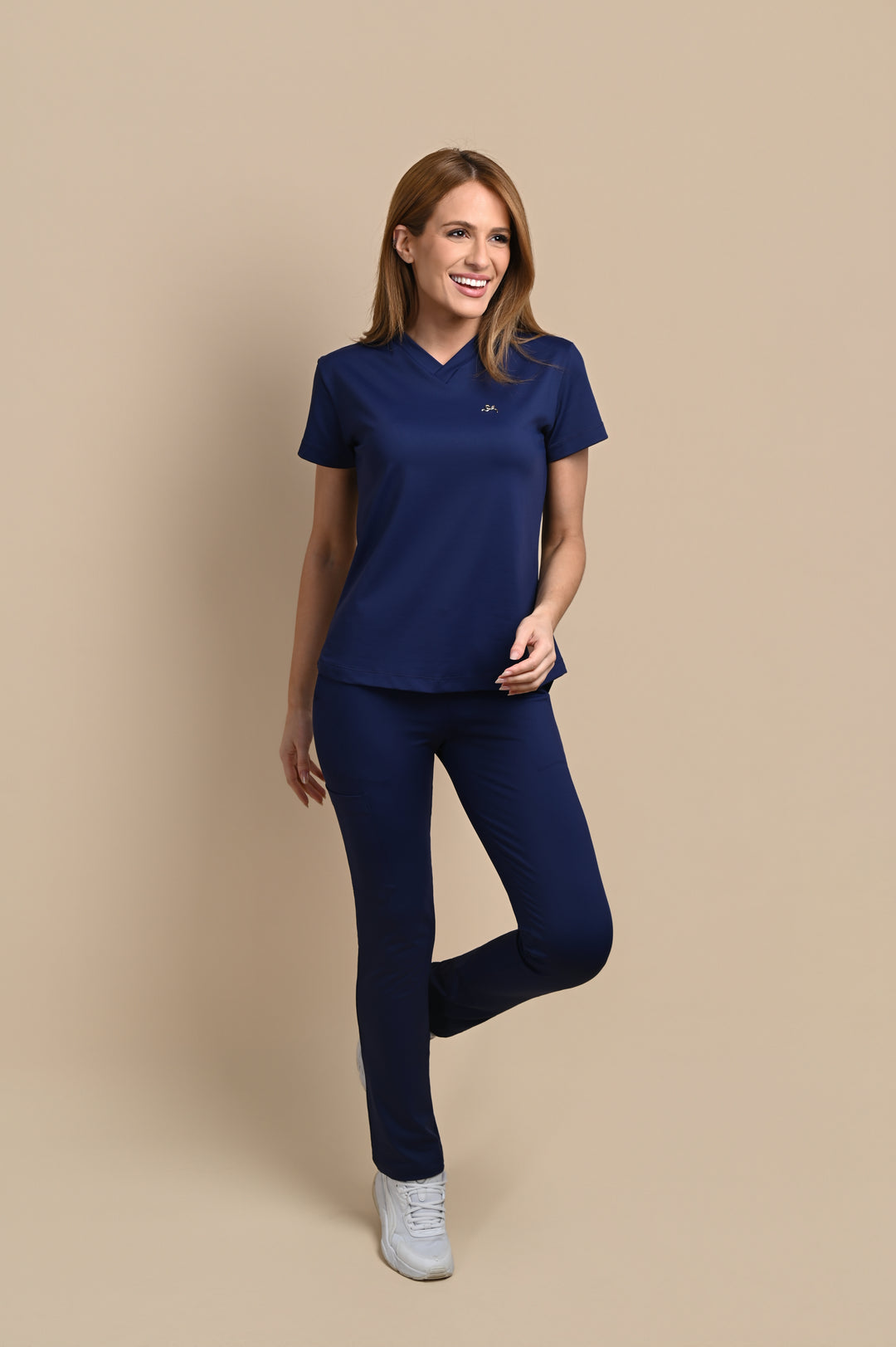Scrub Feminino Azul Marinho Lucie | Pijama Cirúrgico Premium