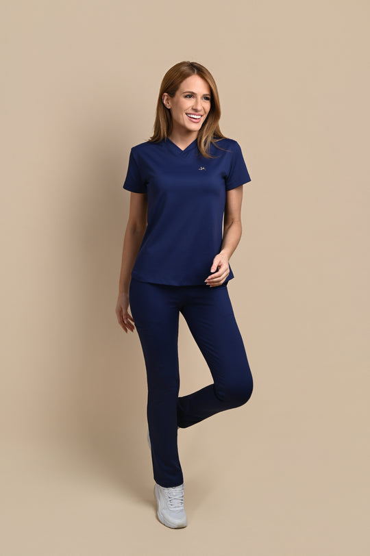 Scrub Feminino Azul Marinho Lucie | Pijama Cirúrgico Premium