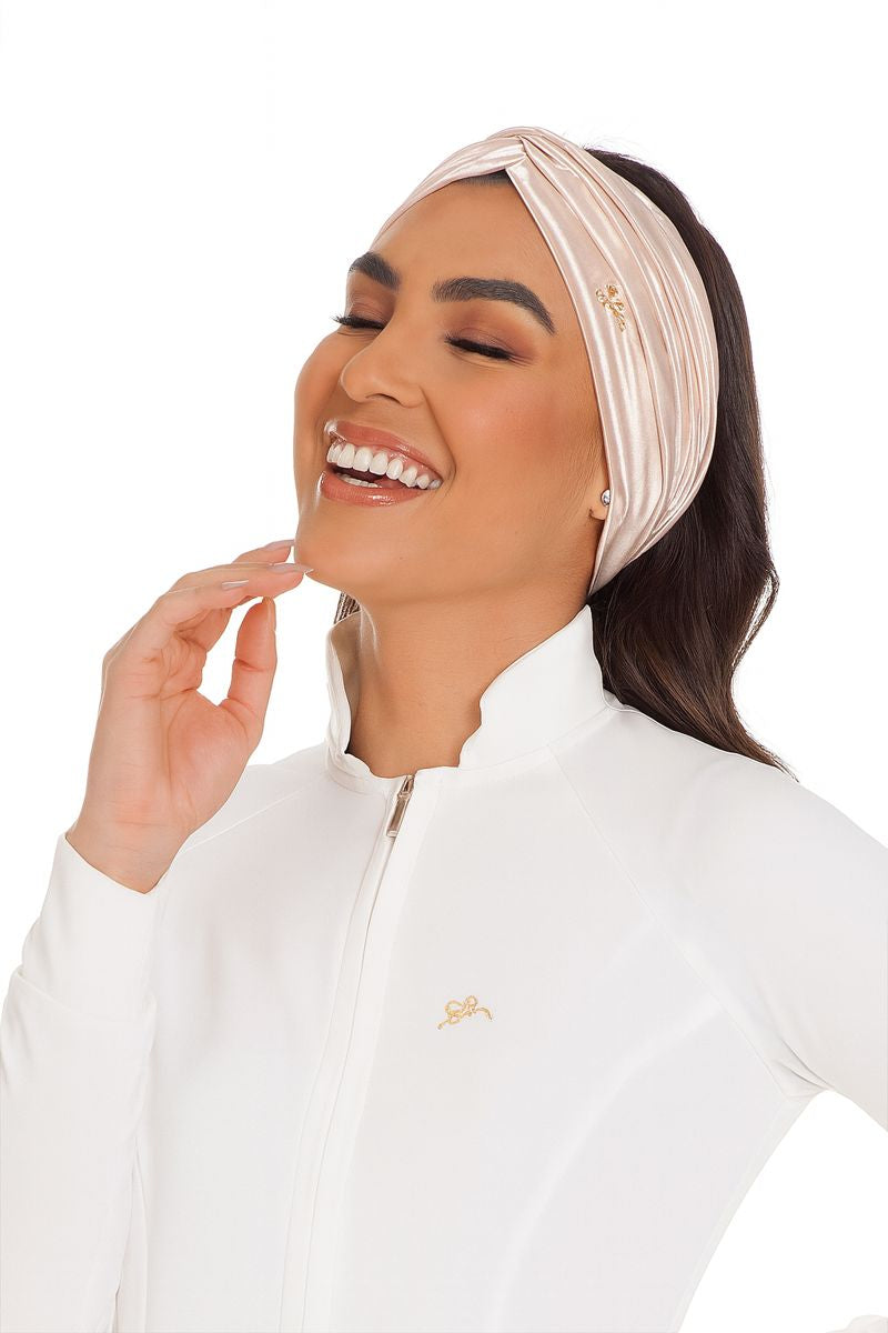 Faixa Turbante Nude Bardot | Elegância e Conforto Profissional