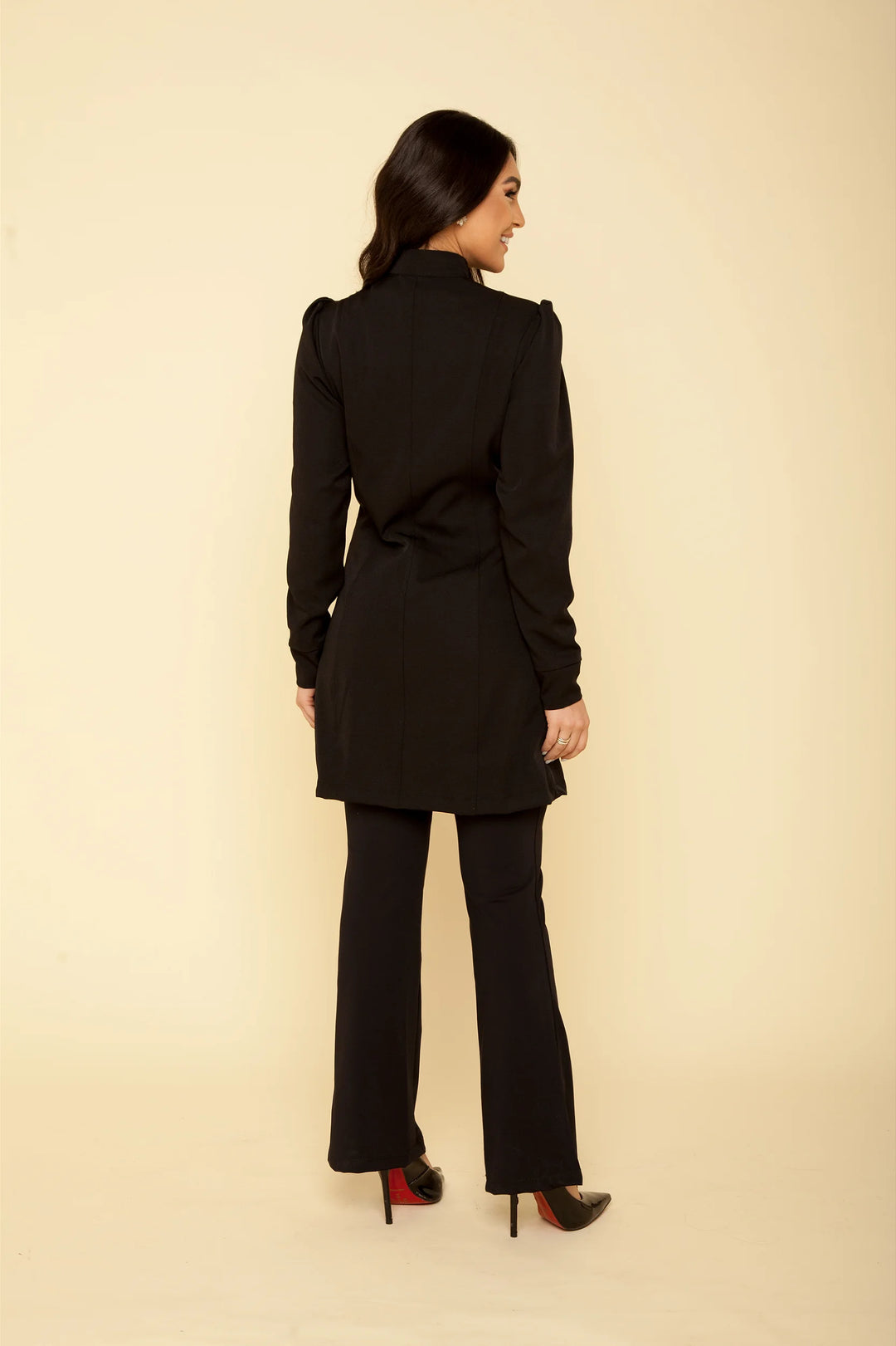 Jaleco Feminino Manga Longa Preto França