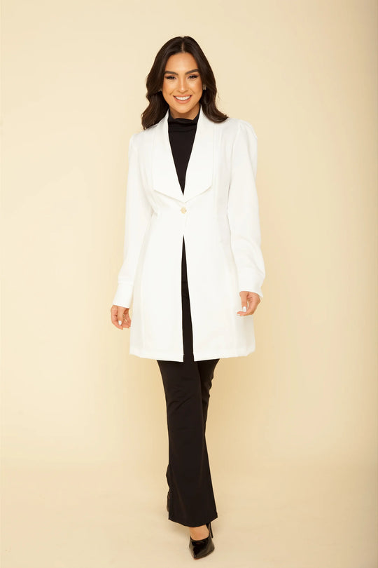 Jaleco Feminino Manga Longa Off White Anne