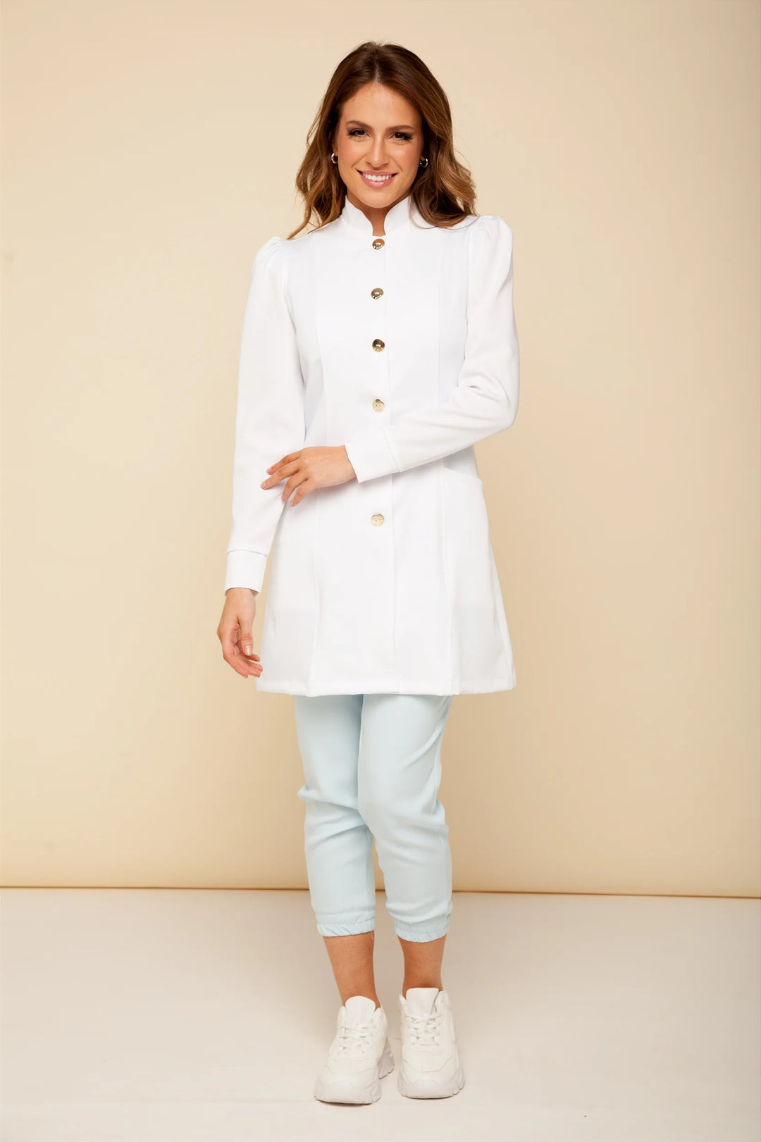 Jaleco Feminino Manga Longa Branco França