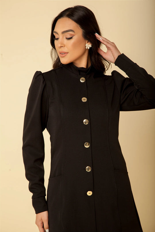 Jaleco Feminino Preto Manga Longa França | Jalecos Le Petit