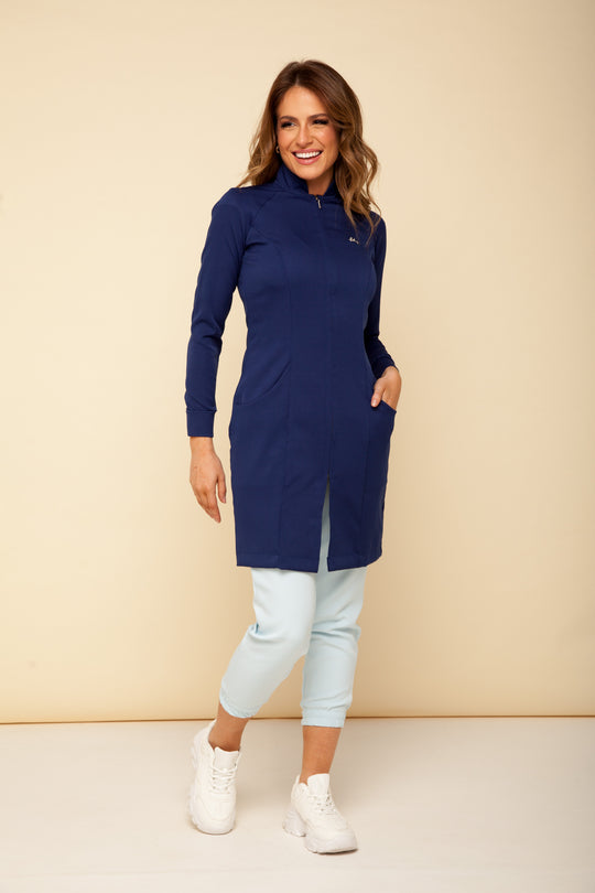 Jaleco Feminino Azul Marinho Manga Longa Louise | Jalecos Le Petit
