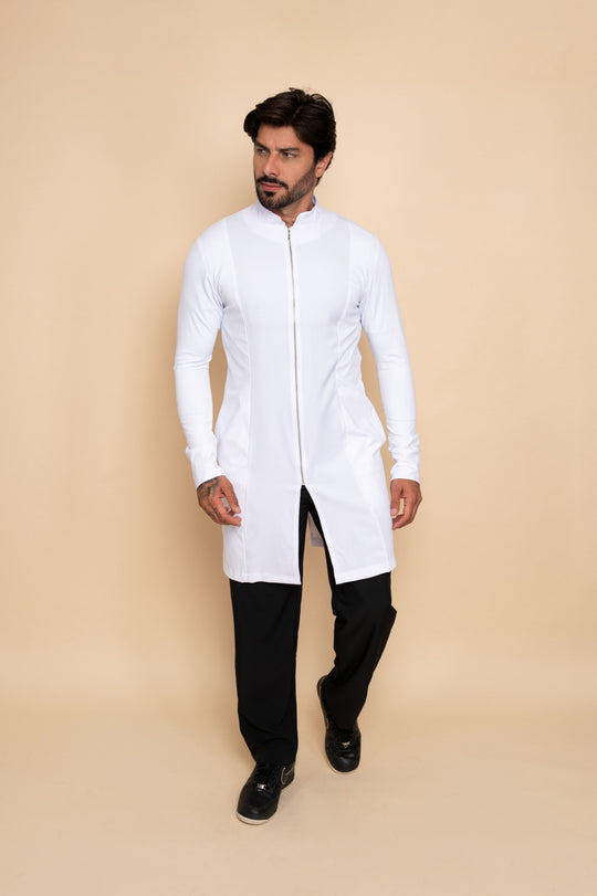 Jaleco Masculino Branco Theo | Elegância e Conforto Profissional