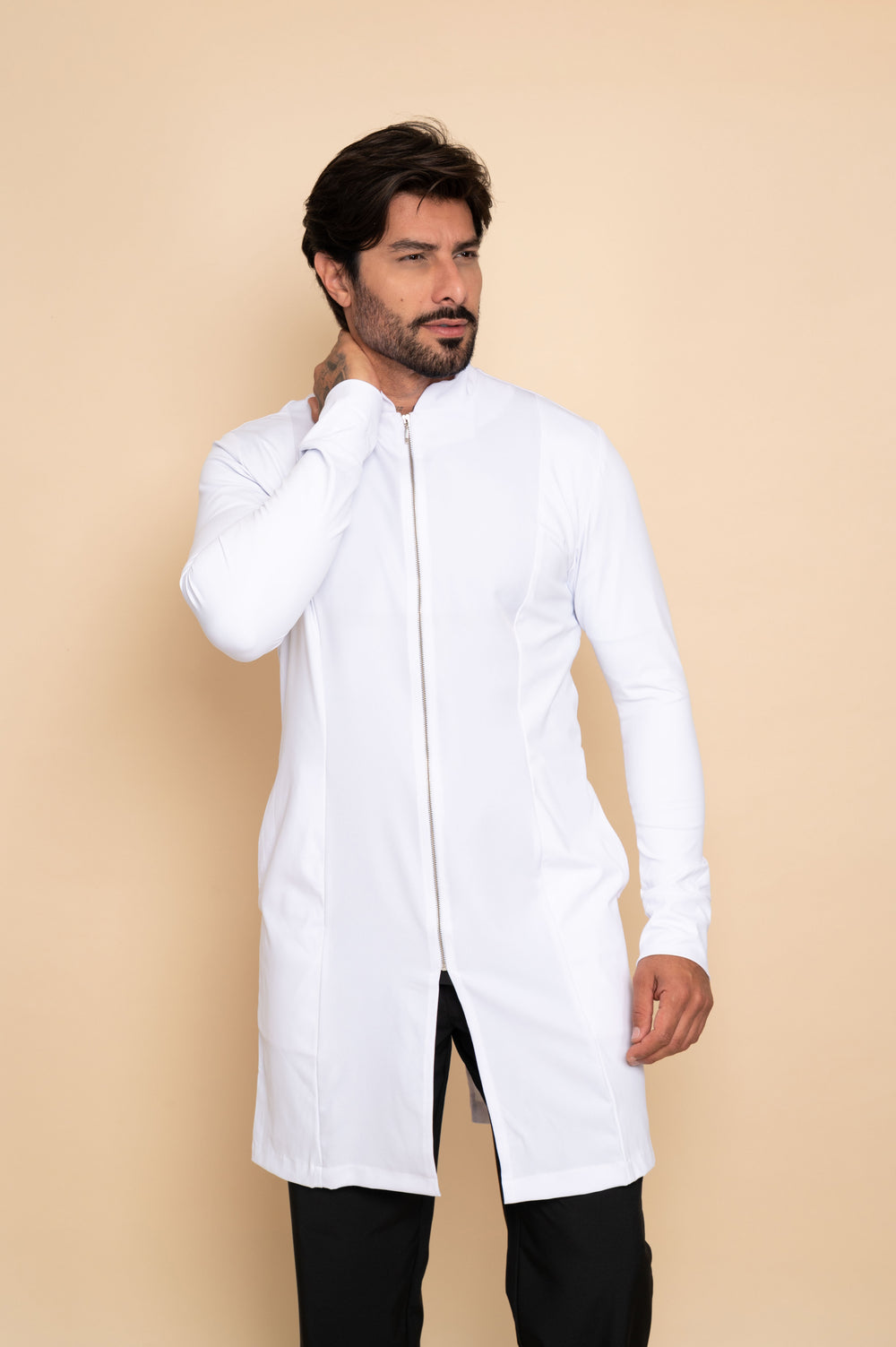 Jaleco Masculino Branco Theo | Elegância e Conforto Profissional