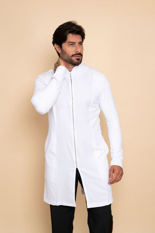 Jaleco Masculino Branco Theo | Elegância e Conforto Profissional
