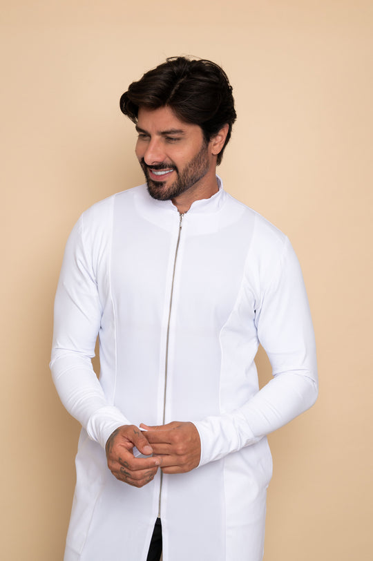 Jaleco Masculino Branco Theo | Elegância e Conforto Profissional