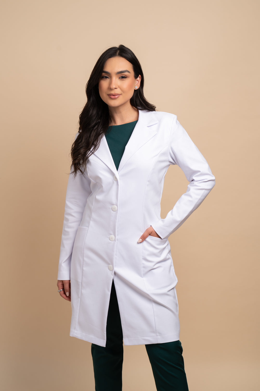 Jaleco Feminino Manga Longa Branco Nice