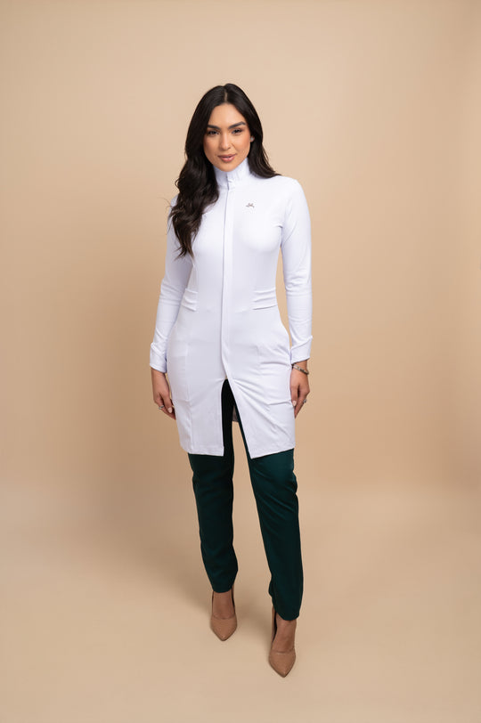 Jaleco Feminino Manga Longa Branco Maya