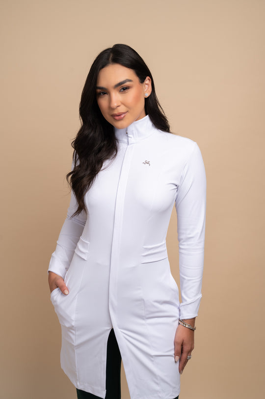 Jaleco Feminino Manga Longa Branco Maya