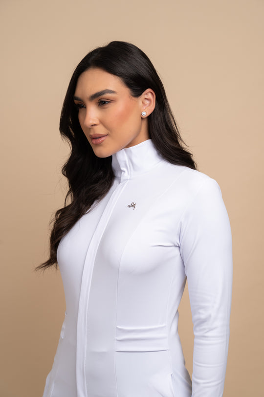 Jaleco Feminino Manga Longa Branco Maya