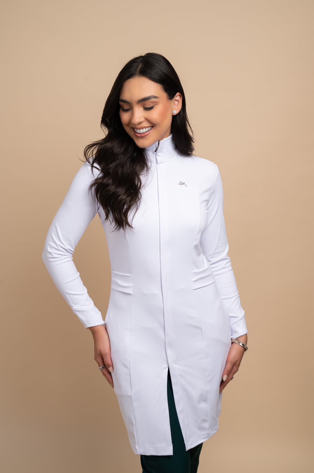 Jaleco Feminino Manga Longa Branco Maya