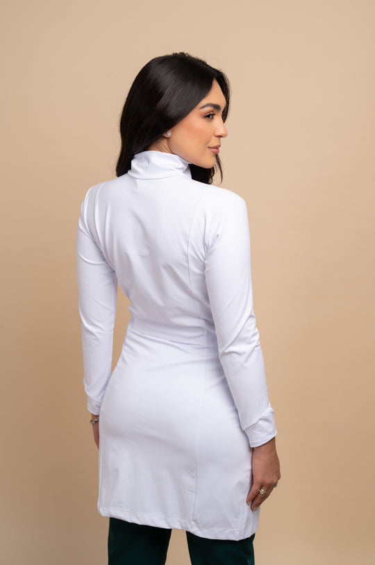 Jaleco Feminino Manga Longa Branco Maya